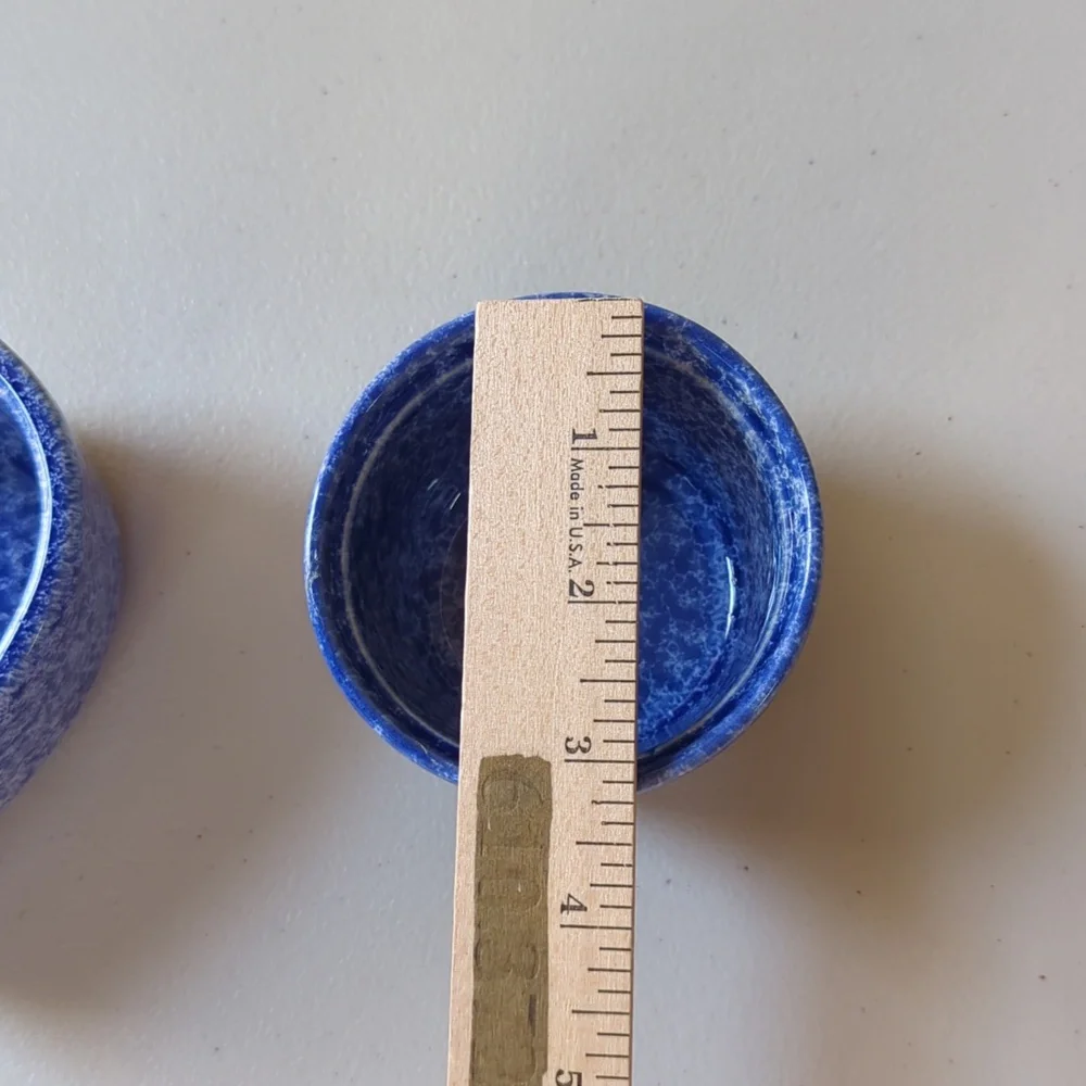 Coche stoneware by Eurogres vintage blue speckled heart and round mini c…